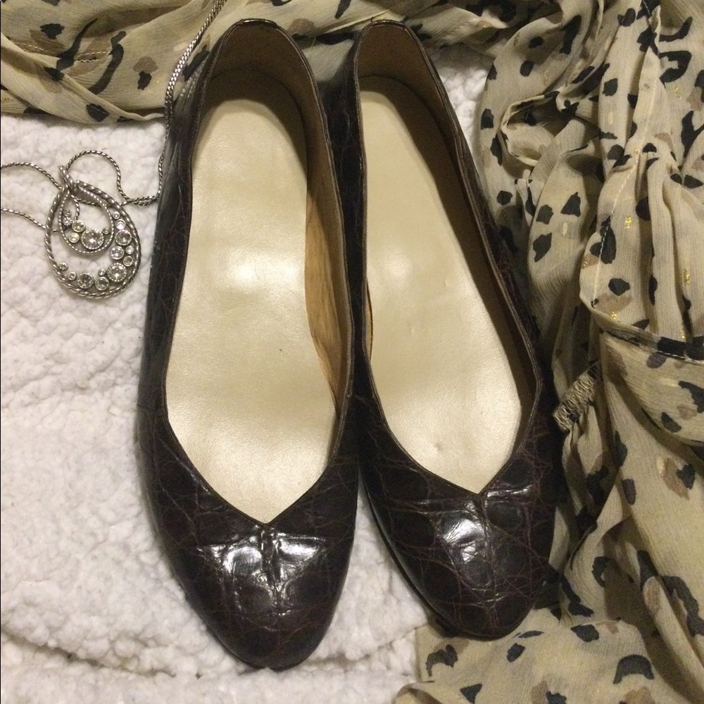 Vintage crocodile Ralph Lauren flats. Please read description!
